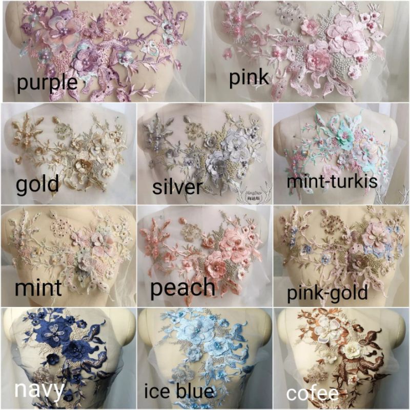 Lace bordir bunga 3d import