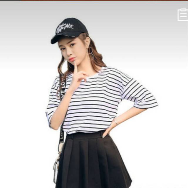 Kaos garis garis kecil kaos fashion wanita kaos gaul wanita kaos santai wanita