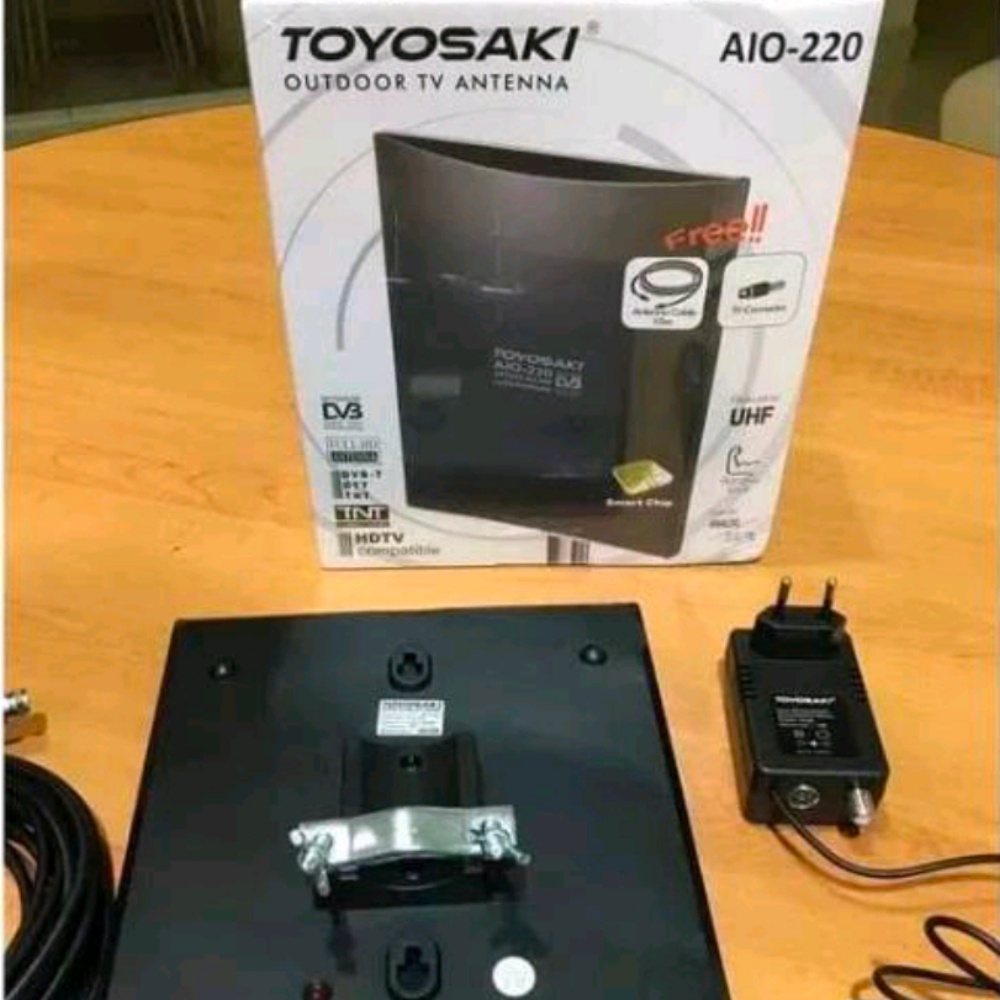 RK Antena tv digital Toyosaki AIO-220 AW antena luar antena dalam plus kabel 10M untuk set top box