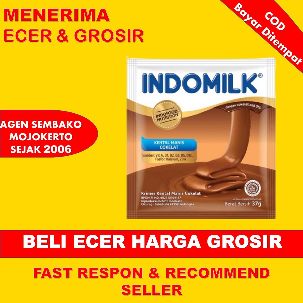 

INDOMILK SUSU SACHET RASA COKLAT GROSIR ECER RENCENG MURAH