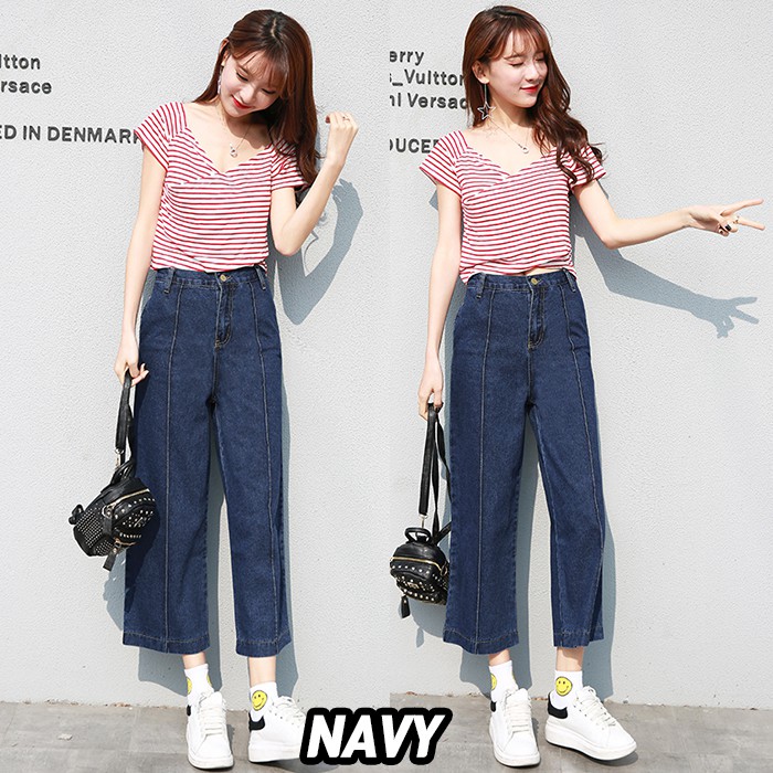 KARAKOREA 6036 Penelope Denim Pants Celana panjang Celana Jeans denim /Boyfriend/celana jeans wanita/Jeans Korea/celana wanita