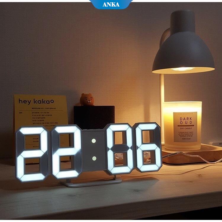 Dekorasi rumah ruang tamu kreatif dengan suhu jam sederhana jam alarm pintar 3D desktop yang terpasang di dinding jam digital stereo LED