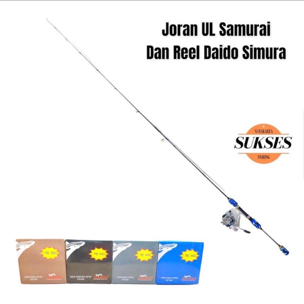 Jual Sepaket joran UL Samurai fiber solid 26 lbs dan reel daido simura