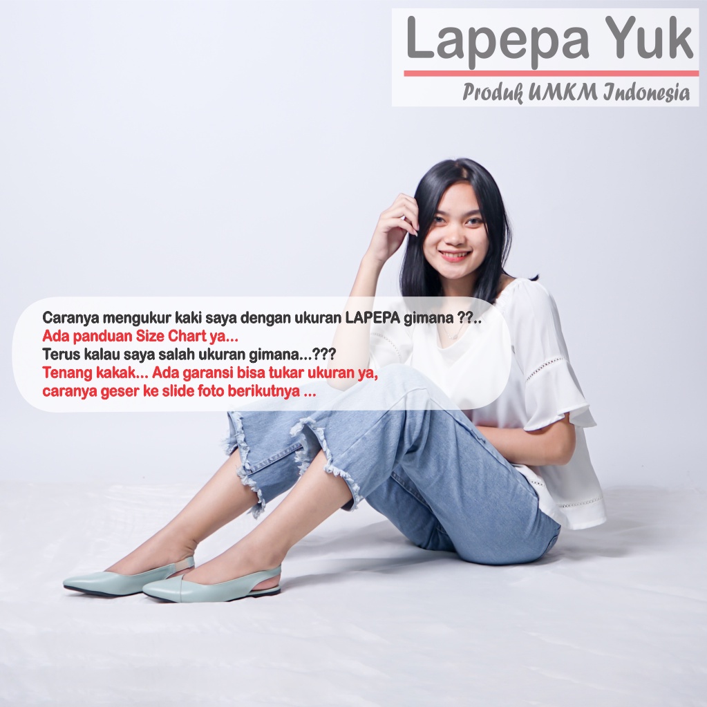 LAPEPA YUK - Sepatu Flat Shoes Wanita FREYA Untuk Kerja kantor Spatu Flatshoes Cewek Kuliahan Jalan Santai Casual Empuk Slop Lancip Warna MINT Kasual Hijau Sage Green Strap Tali Selop Belakang Premium Original Kekinian Terbaru Shoes Mall Official Store