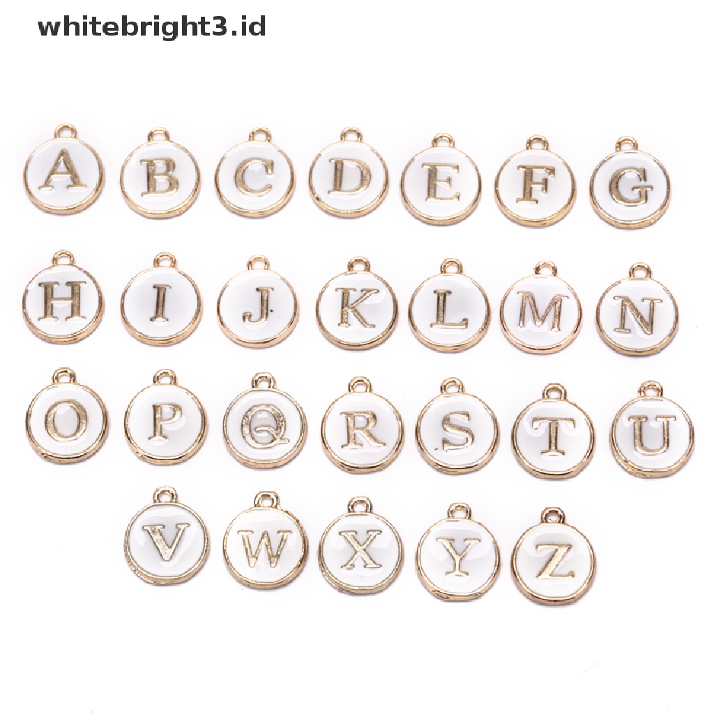 {whitebright3.id} 26Pcs Letter Alphabet Charms Initial Letter Bracelet Jewelry DIY Craft Making ,