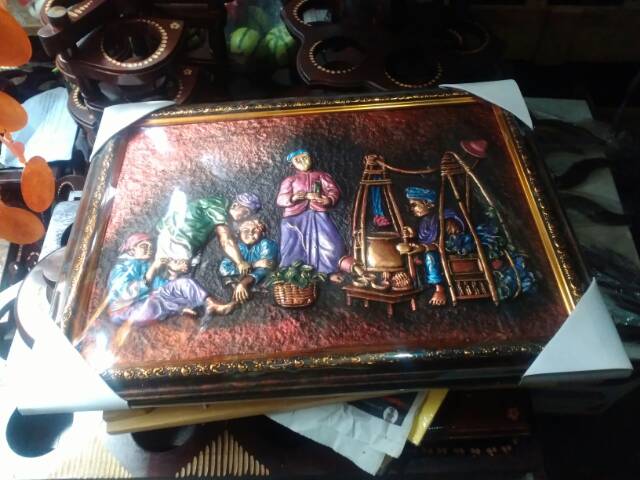 TERMURAH! TERLARIS! Lukisan Timbul 3D Relief Gambar Penjual Dawet Jogja 42x32 cm SOUVENIR DEKORASI