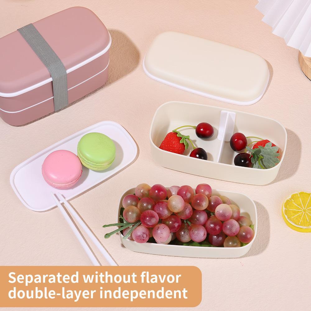 R-FLOWER Bento Box Aksesoris Dapur Double Layers Ramah Lingkungan Lunch Box