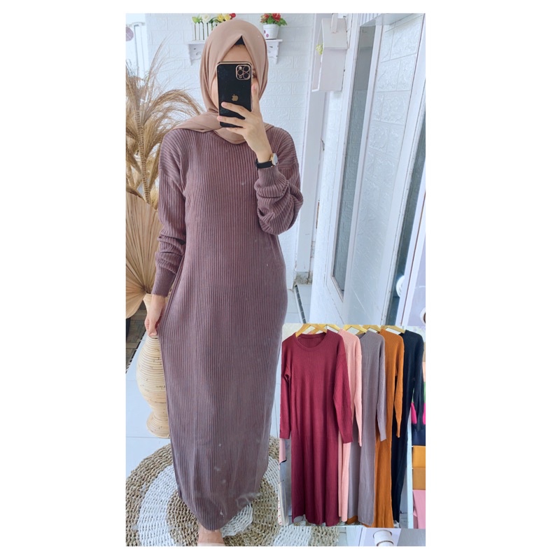 DRESS RAJUT CANTIK DRESS WANITA RAJUT KEKINIAN RAJUT JUMBO MUAT BUMIL RAJUT MURAH JATIM