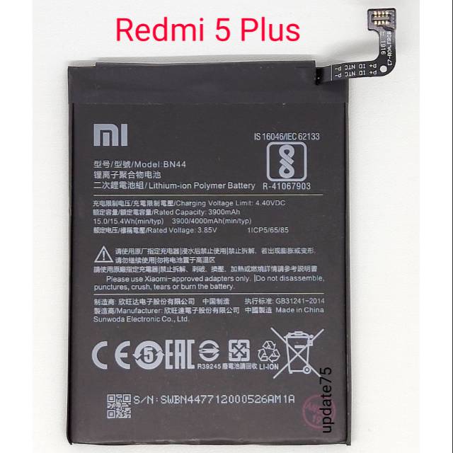 Baterai Xiaomi Redmi 5 Plus BN44 original