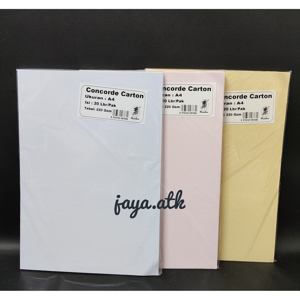 KERTAS CONCORDE KARTON A4 220 GSM CARTON PAPER WARNA KONKORD KERTAS IJASAH SERTIFIKAT 20 LEMBAR