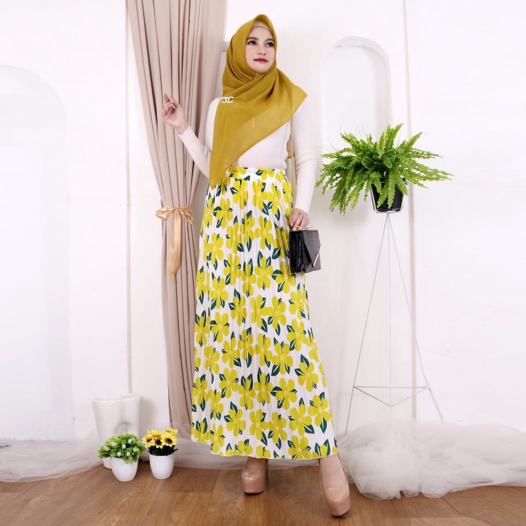 ROK PLISKET MOTIF TERBARU // ROK PLISKET MOTIF BUNGA SAKURA // ROK PLISKET MOTIF KRISAN
