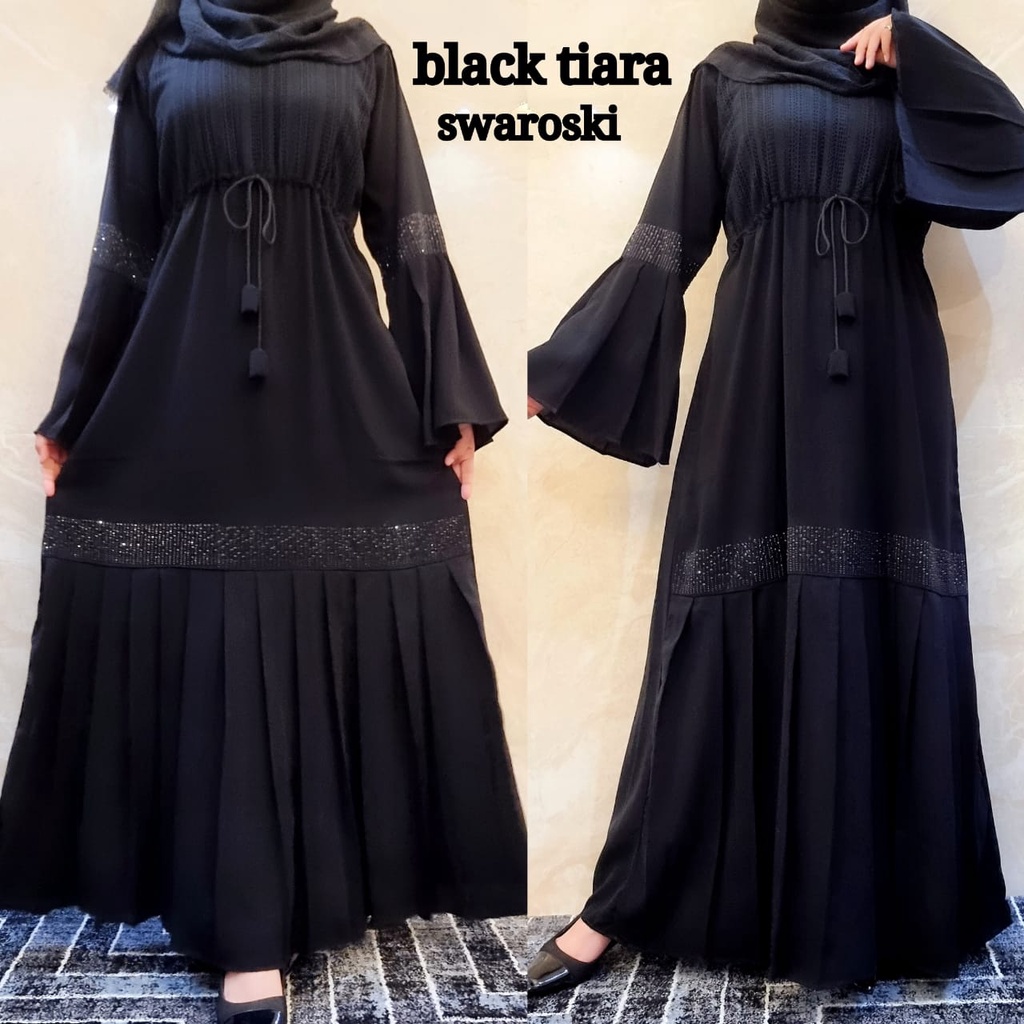 Abaya dubai black tiara