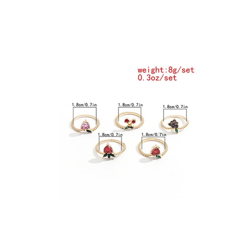 LRC Cincin Set Fashion Golden Cherry Grape Diamond Alloy P59910