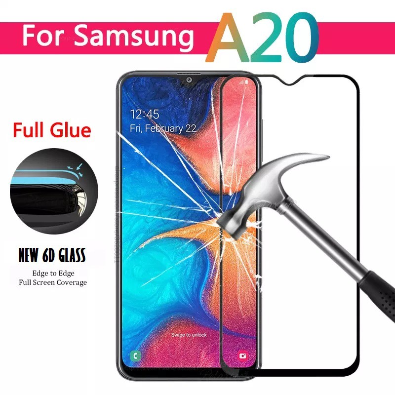 Tempered Glass 6D For Samsung Galaxy A20 Full Layar Full Cover Full Glue