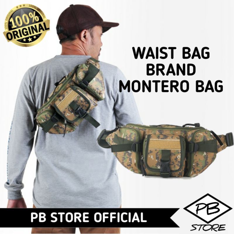TAS SELEMPANG PINGGANG WAIST BAG SLING BAG PRIA MOTIF ARMY TENTARA 0RIGINAL BRAND MONTERO BAG MR 876