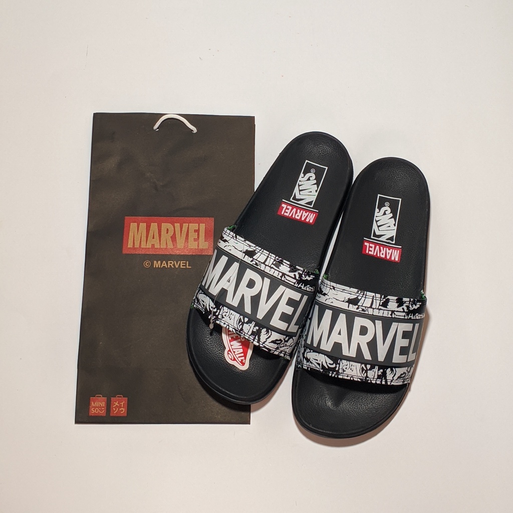 SANDAL PRIA MARVEL X VANS - Marvel FONT BLACK White Slippers sandals PRIA CASUAL