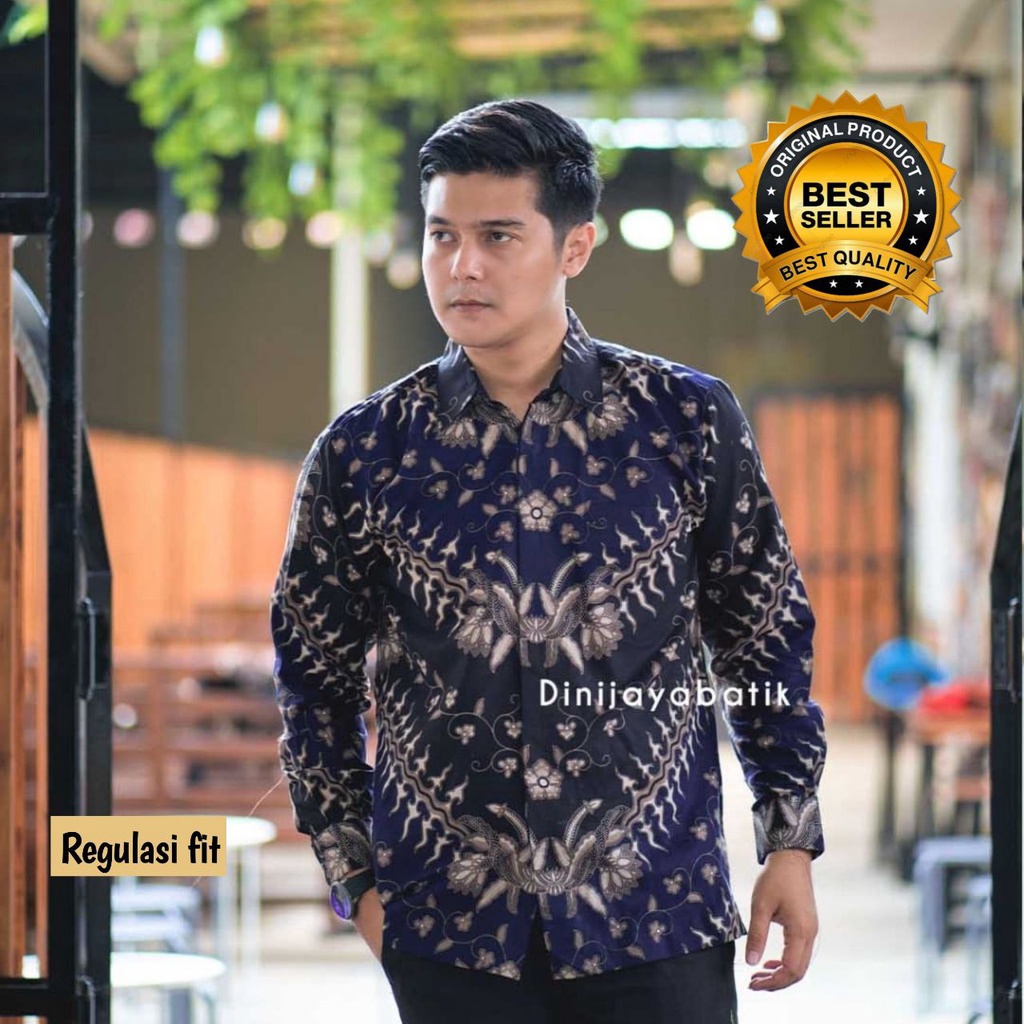 [BATIK PRIA] Kemeja Batik Pria Atasan Batik Pria Lengan Panjang Kenongo Hem Padi Pekalongan M L XL