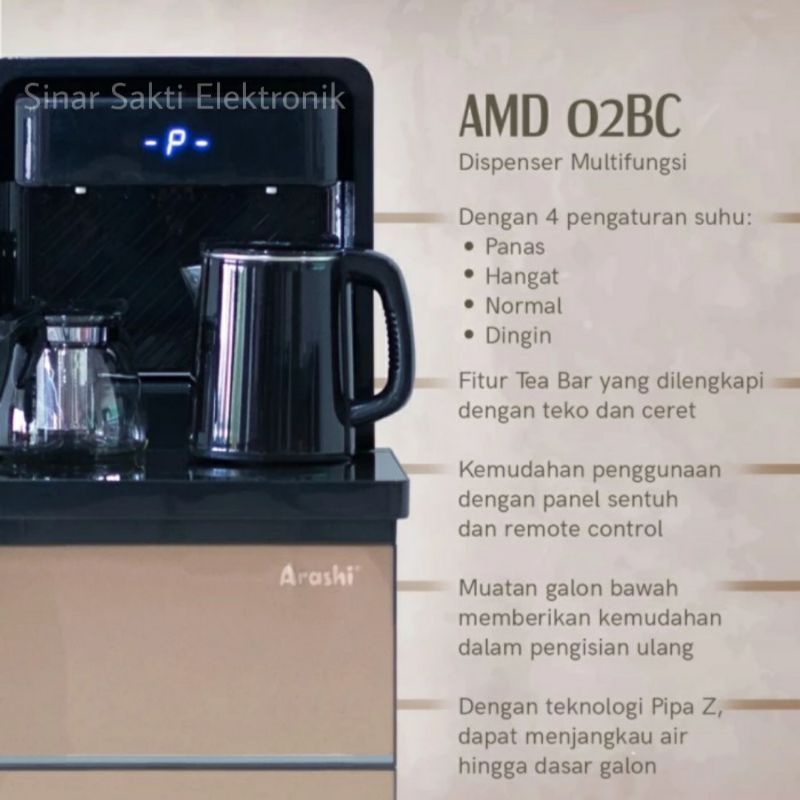 Dispenser Arashi Galon Bawah + Remote amd 02bc Panas Dingin AMD02BC amd 02b c Malang Murah