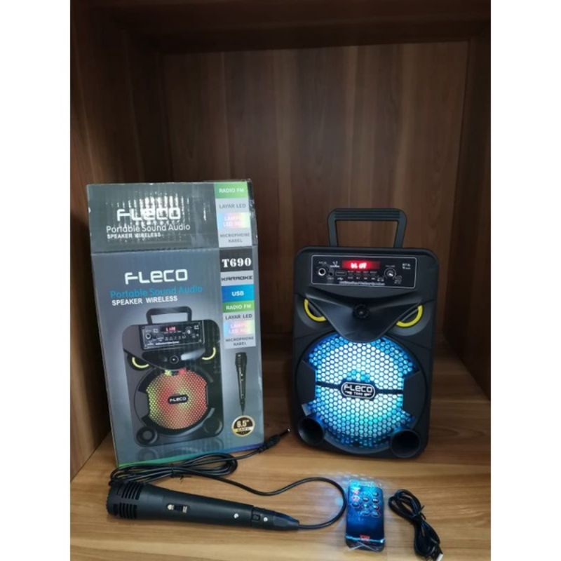 Speaker Bluetooth Karaoke Fleco T690 Free Mic // Speaker Super Bass