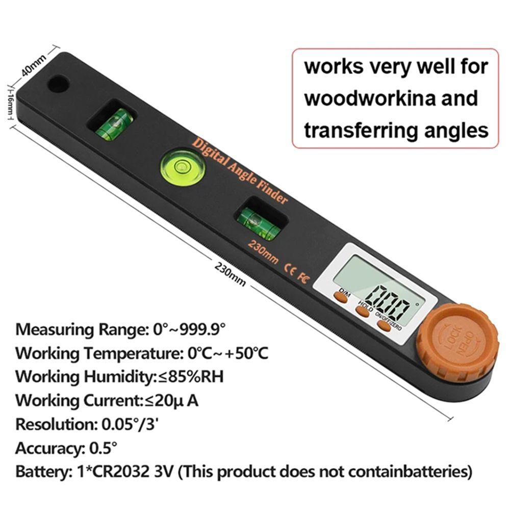 Solighter Inclinometer Digital Portable 0-999.95° Detektor Pengukur Sudut