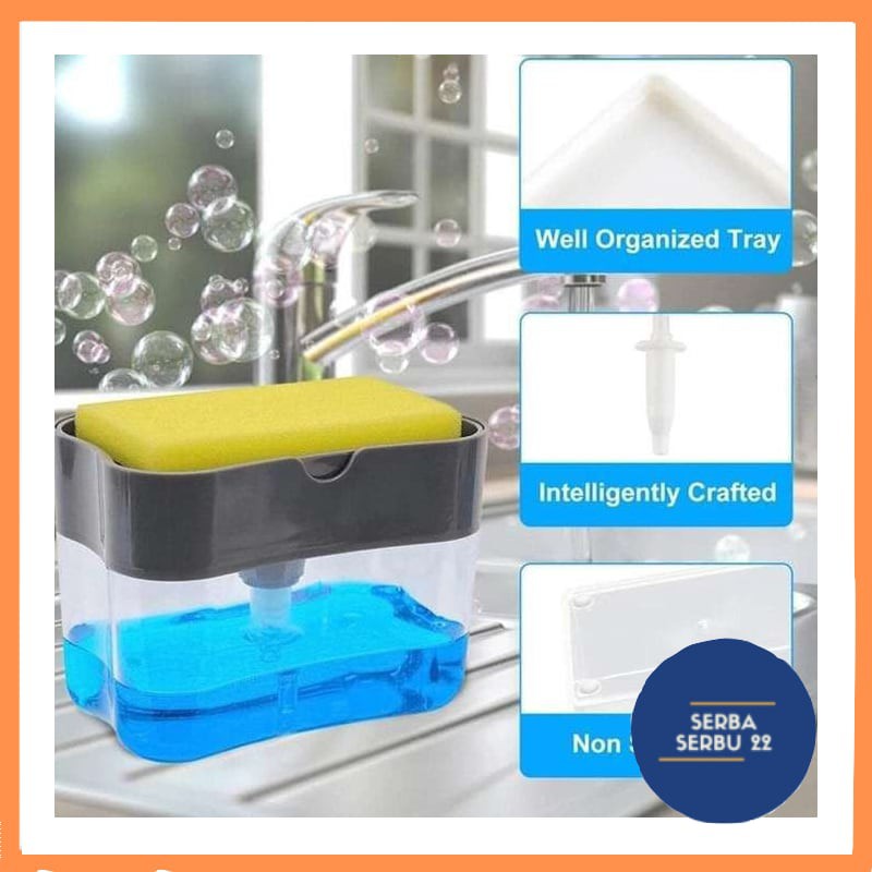 Tempat Sabun Cuci Piring - Soap pump sponge caddy Dispenser / sabun cuci piring [ss]