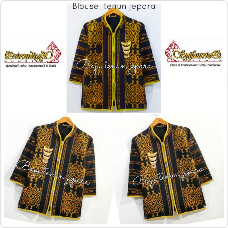 Blouse Blazer tenun jepara resleting jaket baju tenun jepara etnik kain tenun etnik BTB7