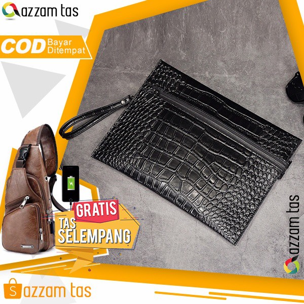 Tas Tangan Clutch Besar Handbag Motif Kulit Buaya 