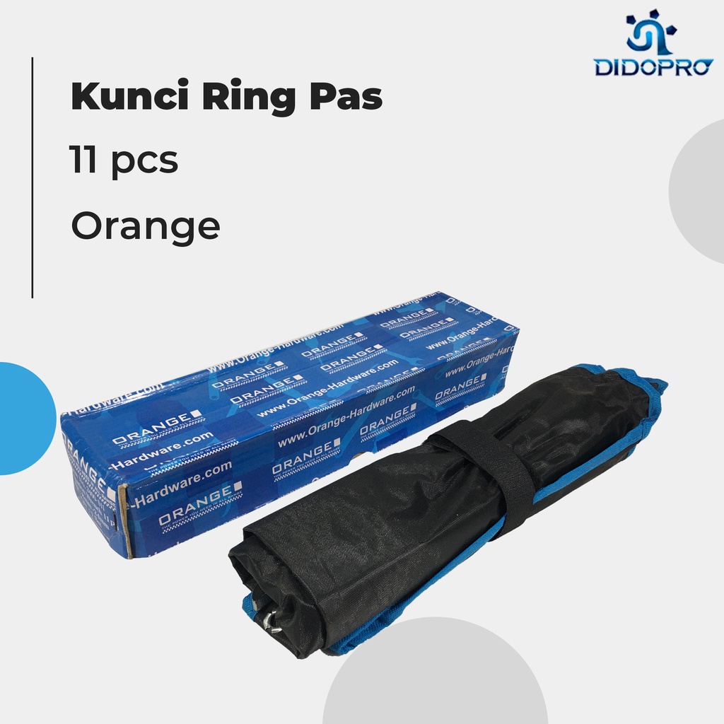 ORANGE - Kunci Ring Pas 11 PCS 8-24mm