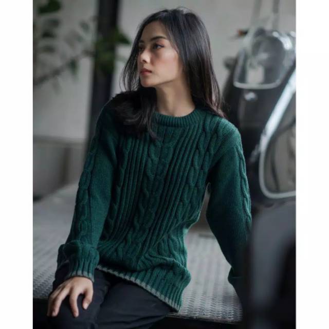 Sweater CABLE STRIP Pakaian Rajut Atasan Wanitac | Cardigan Rajut Tebal | Pakaian Wanita | Outerwear Wanita-2