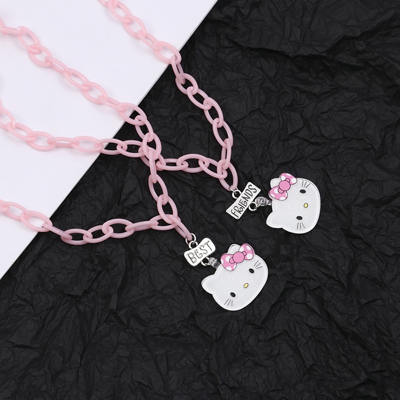 Retro 8090 pink chain kartun Hello Kitty Keren Bumi kalung Thunder hot girl in fashion wanita disco