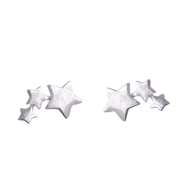 Fashion Silver Little Star S925 Silver Pin Stud Earrings Anting-anting Logam Gaya Anak Perempuan Sederhana Dan Kecil