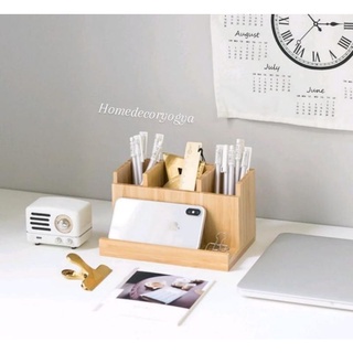 

Dudukan Hp Tempat Pensil Stationery Organizer Multifungsi Kayu