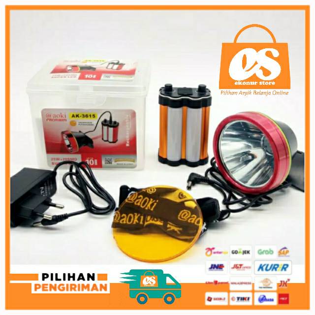 SENTER KEPALA HI POWER AOKI AK 3615 AKI PINGGANG DIMMER BATERAI LITHIUM