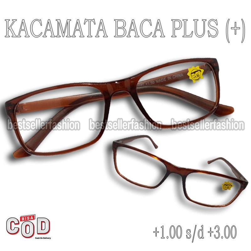 kacamata baca plus Coklat (+) kaca mata plus uk +1.00 s/d +3.00 untuk pria wanita UNISEX kacamata lensa plus kacamata rabun dekat reading glasses kaca mata baca fashion terbaru