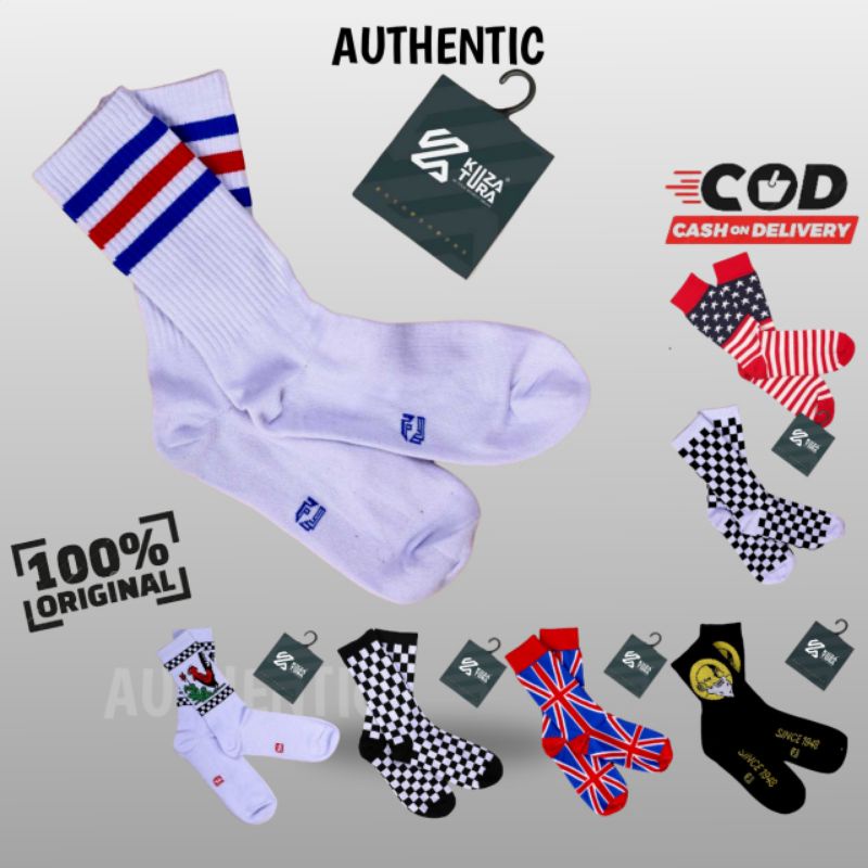 AUTHENTIC Kaos Kaus Kaki Skate Oldschool Pria/Cowok Panjang Motif Bahan Tebal Original Sekolah Kerja Kuliah