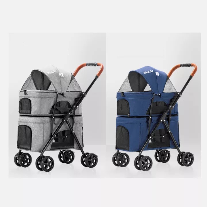 Stroller Bello LD03S Pet 4 Roda 2 Tingkat Max 20kg Untuk Anjing dan Kucing