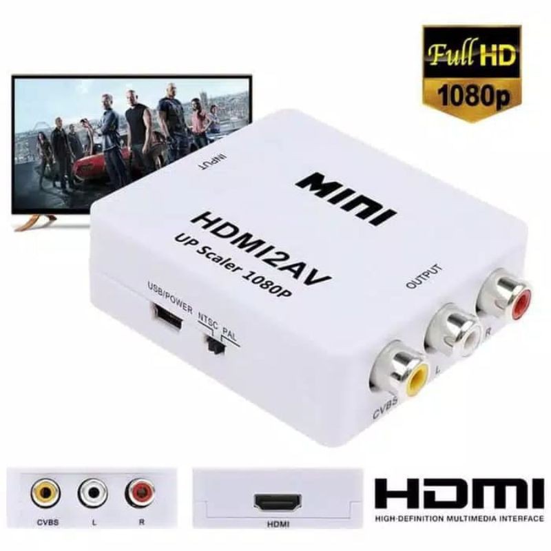HDMI TO AV RCA CONVERTER KONEKTOR ADAPTER MINI ANYCAST TV BOX MXQ