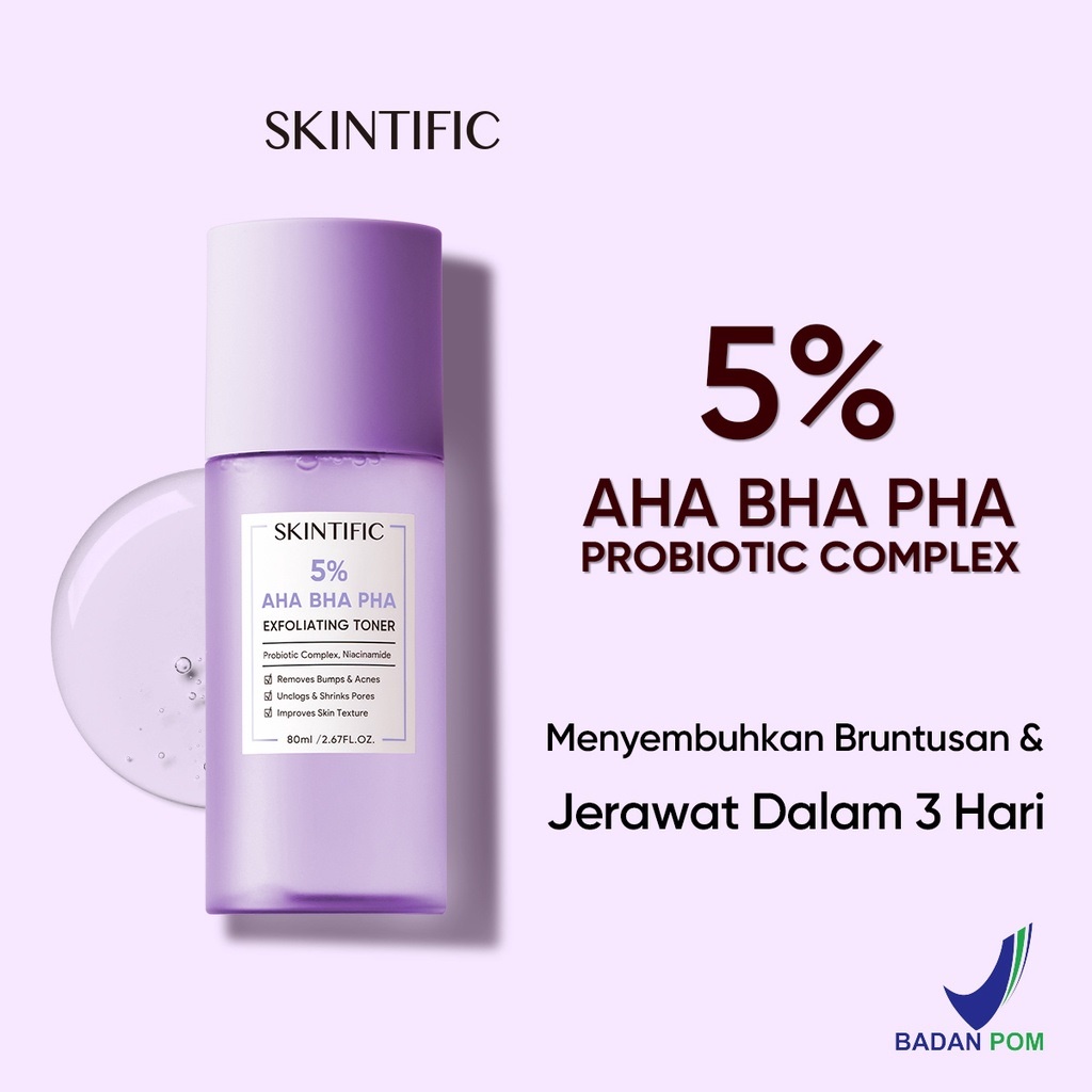 SKINTIFIC  5% Aha Bha Pha Exfoliating Toner 80 ML  | Toner Wajah BY AILIN