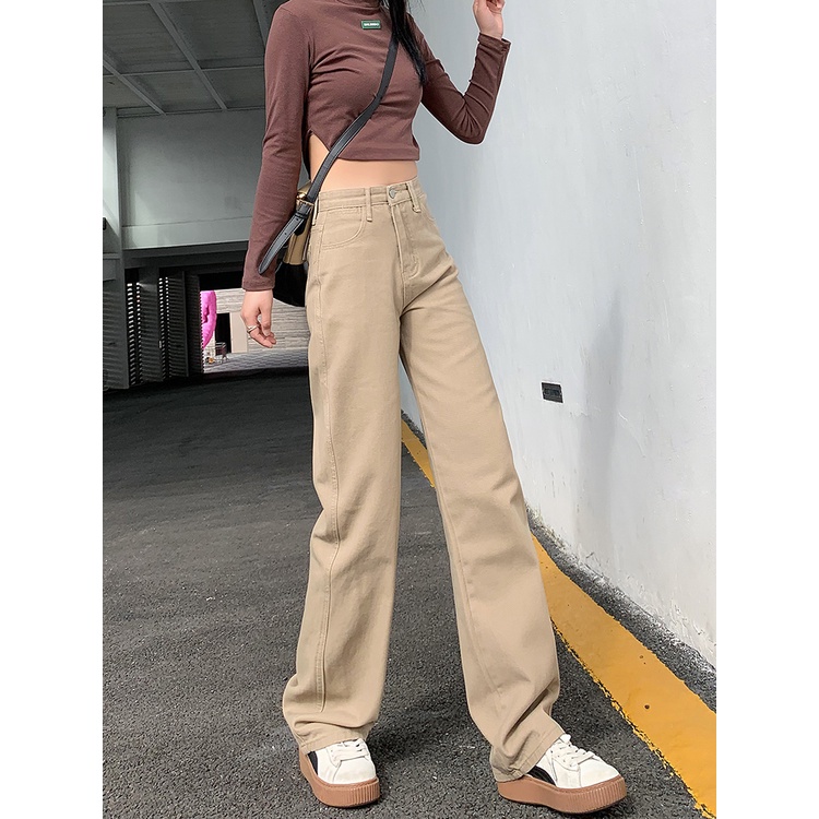 kakak_clother-Korean style straight leg loose khaki jeans