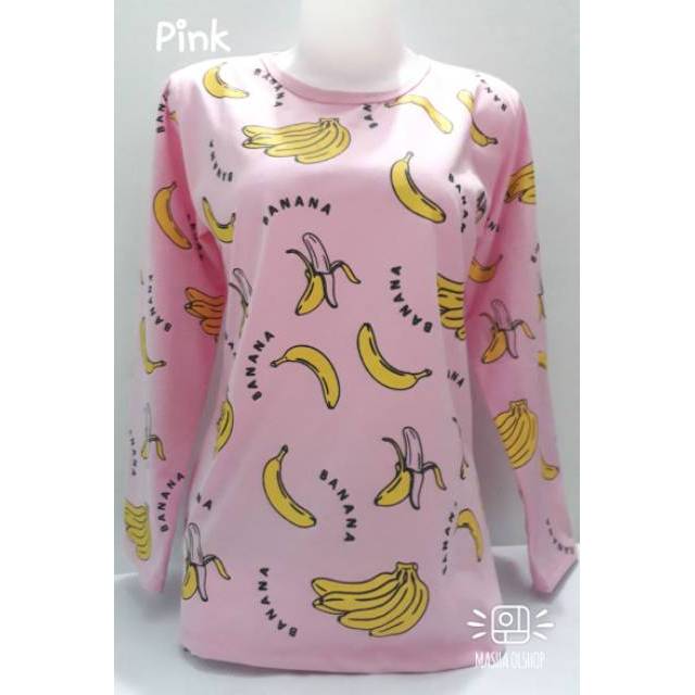 Baju Kaos Banana Lengan Panjang Warna T shirt murah wanita 