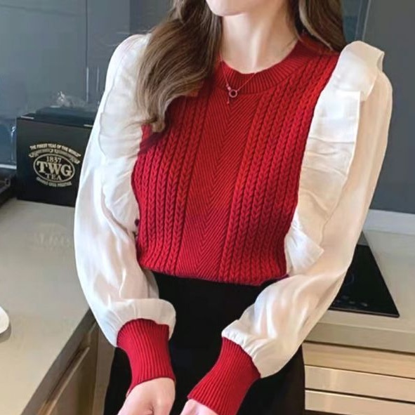 1017 Pakaian Baju blus blouse blose kemeja lengan panjang polos Korean style kondangan pesta santai 