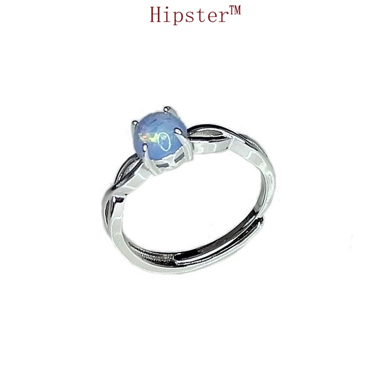 New Hot Sale Fashion Hollowed-out round Colored Gems Adjustable Ring