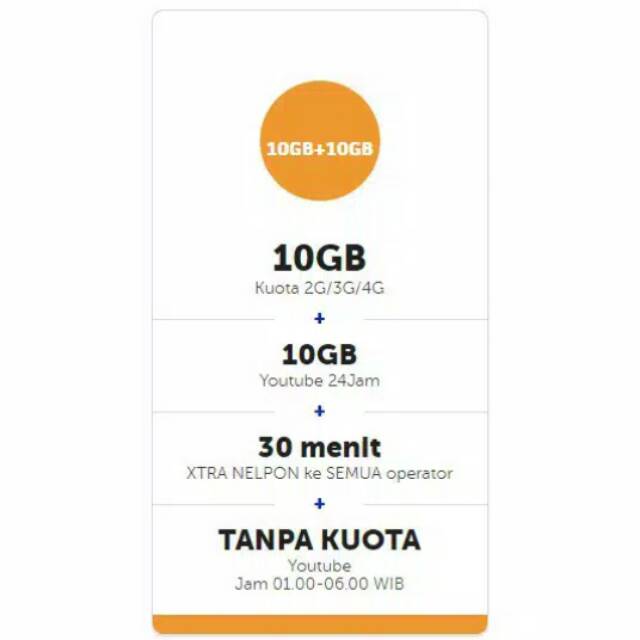 XL XTRA COMBO 10GB + 10GB YOUTUBE + 30 MENIT