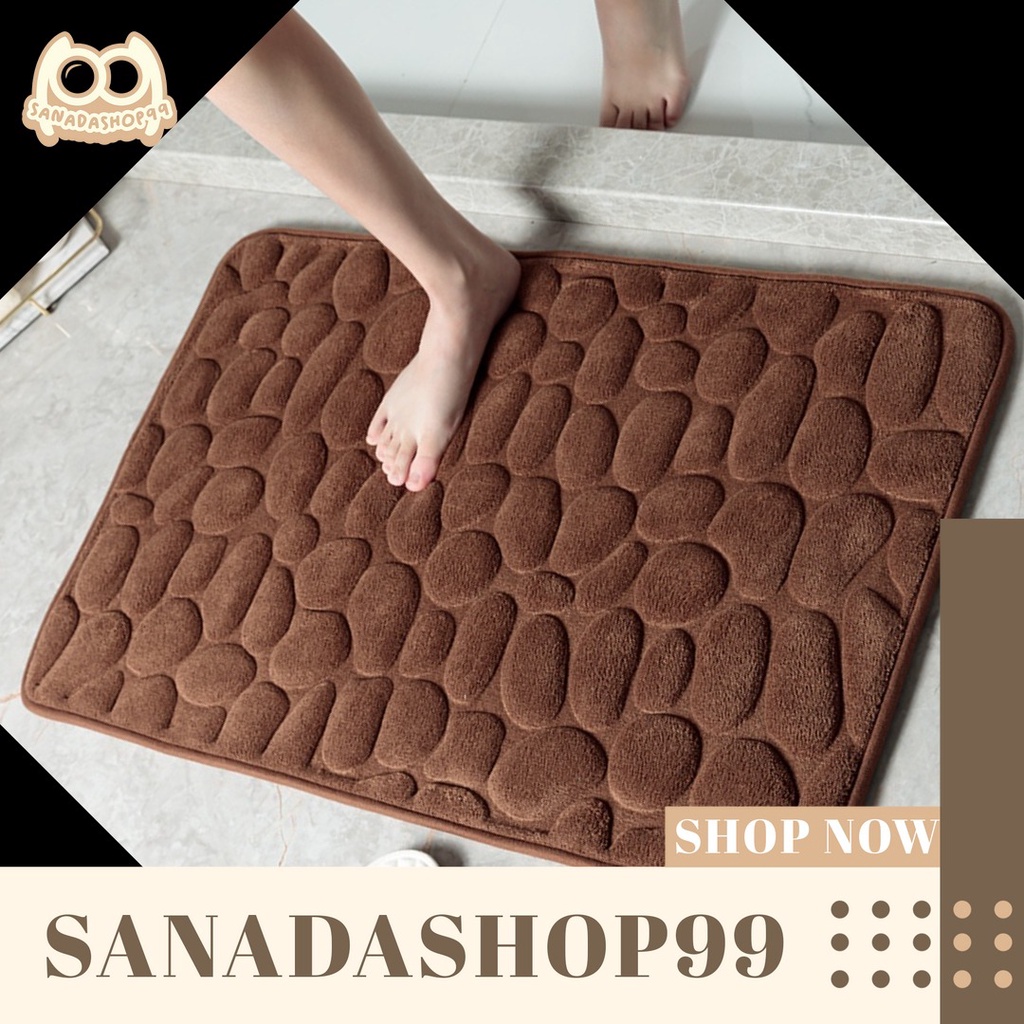 (KS01) Keset Kaki Anti Slip Motif Batu &amp; Kaki / Bahan Memory Foam Menyerap