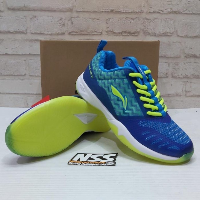 Dijual sepatu Badminton Lining Cloud Ace G7 Original Blue Lime aytq 057-2 - 41 Murah