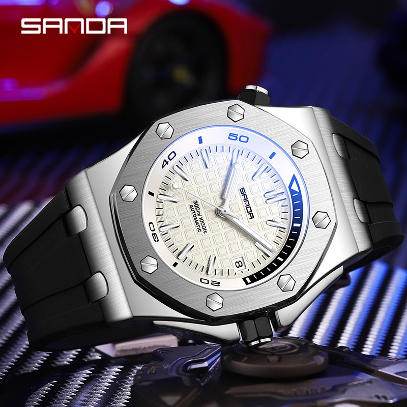 SANDA 7032 Jam Tangan Pria Analog Chronograph Tali Silicone Luminous Display WATCHKITE WKOS