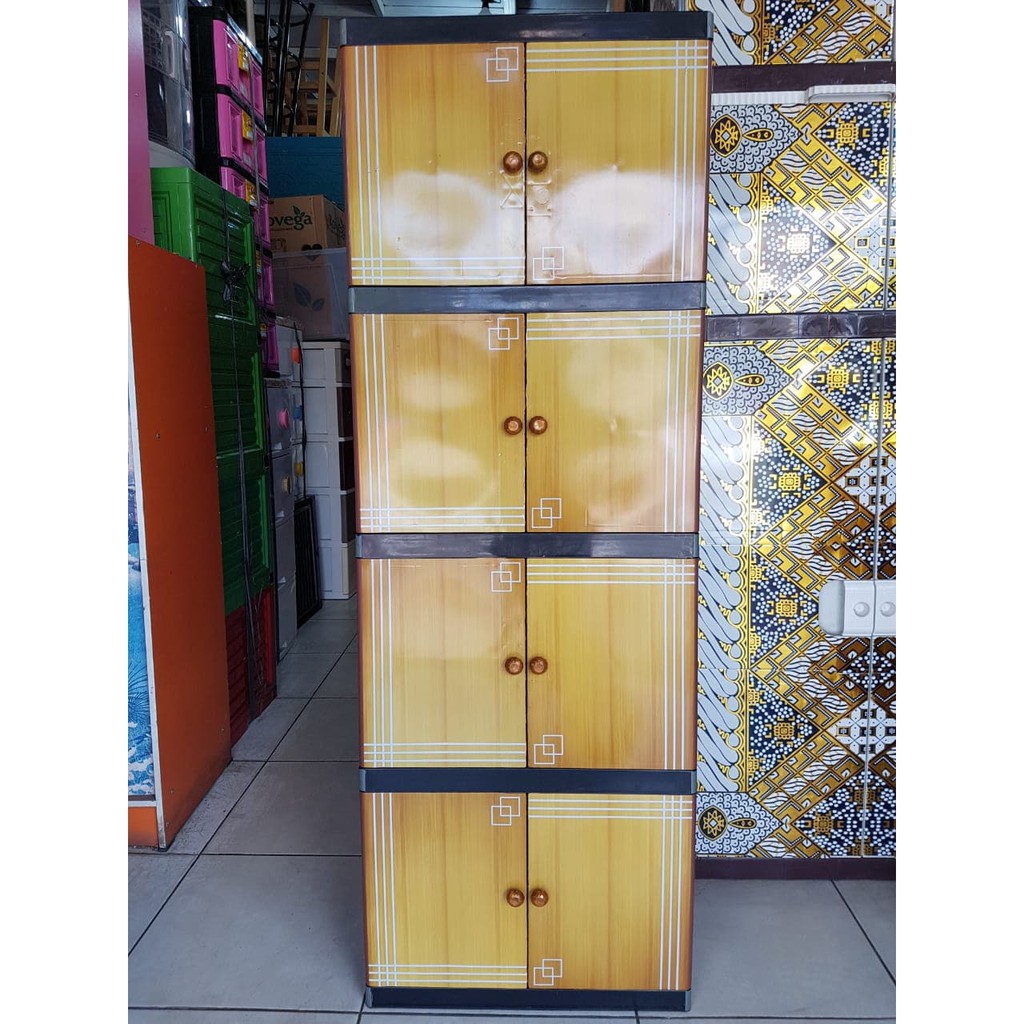 LEMARI PAKAIAN PLASTIK 2 PINTU NAIBA KAYU