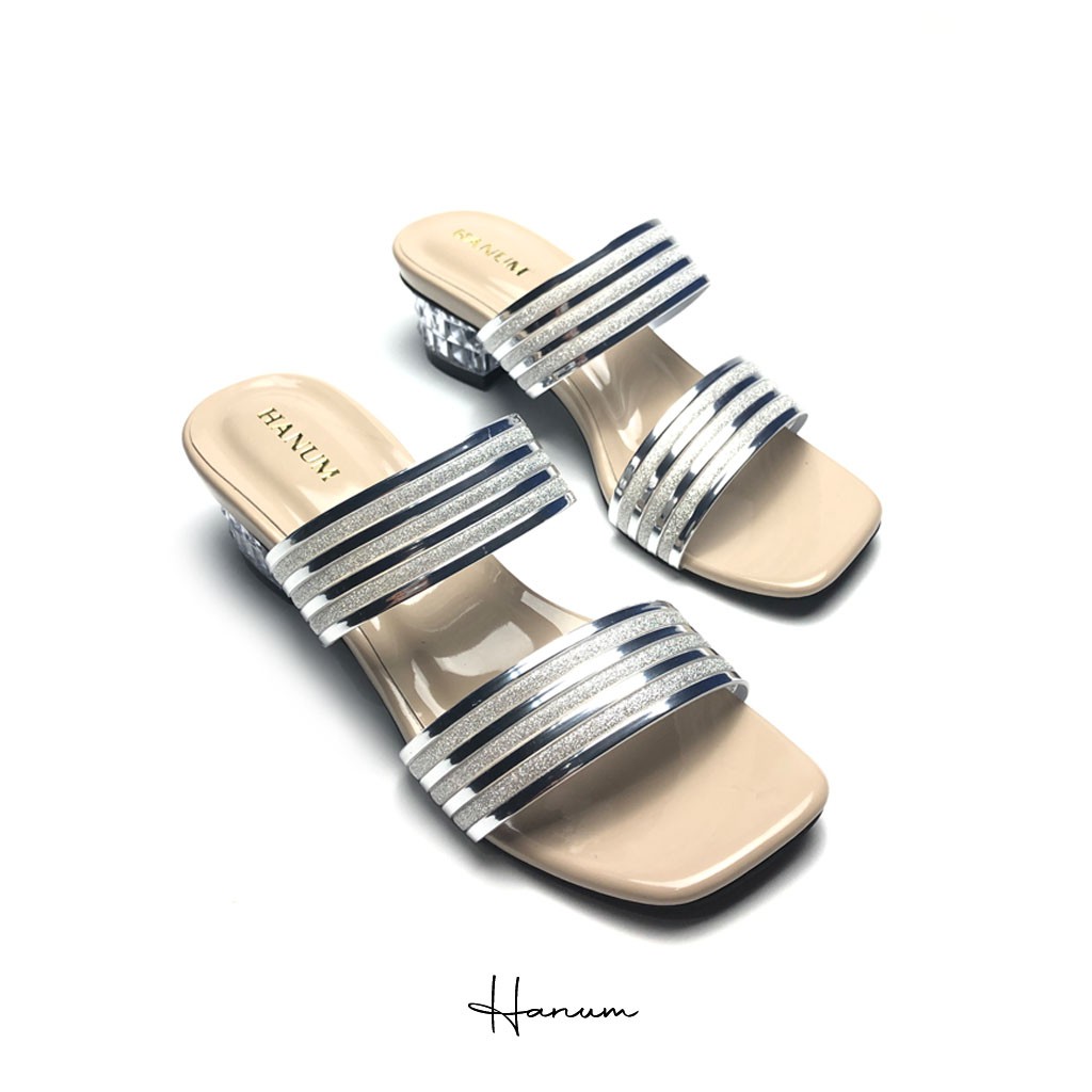 Hanum - Sandal Heels Tali Wanita Hak Tahu Kaca 3cm MH-001