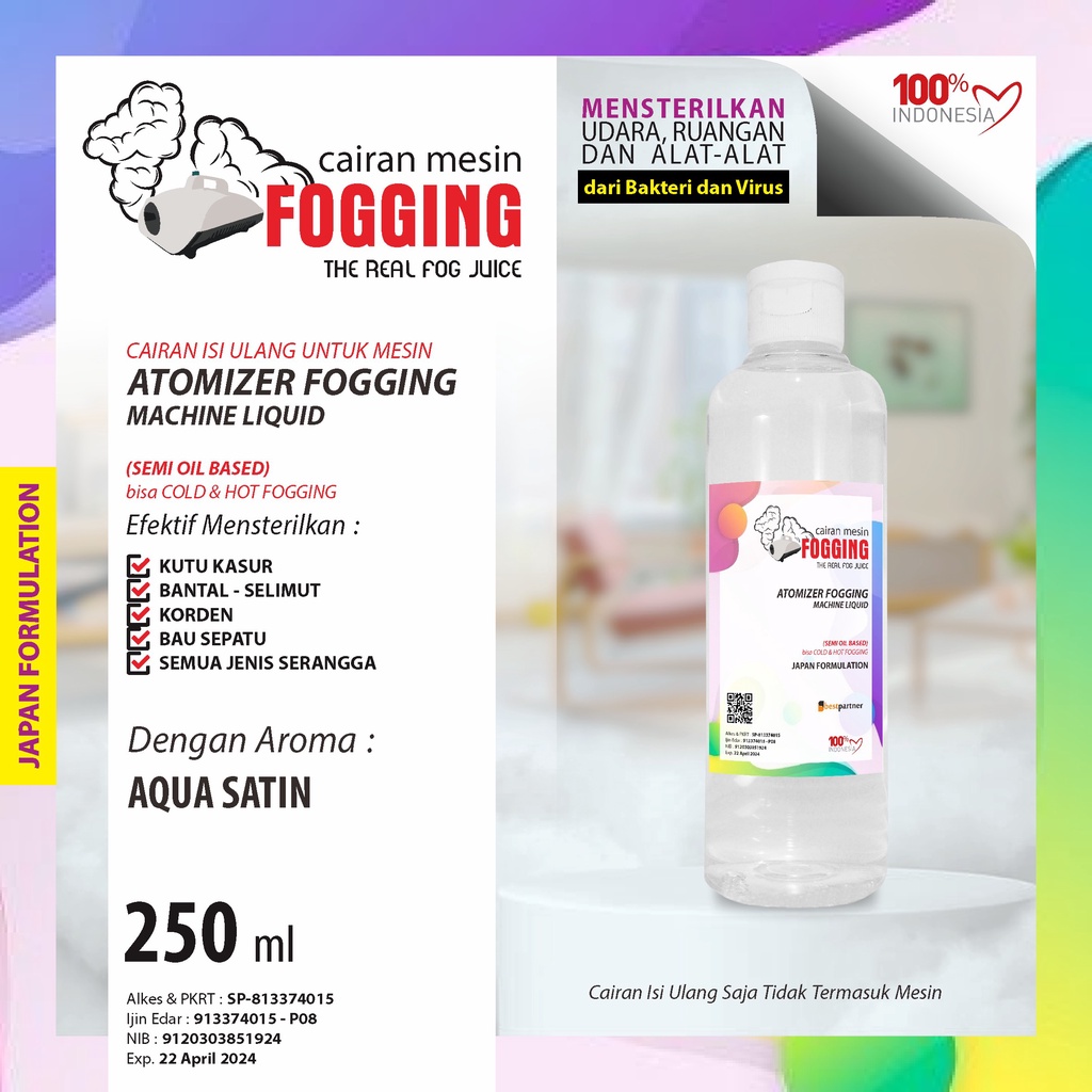 Cairan Mesin Fogging Liquid Atomizer Aroma Wangi 250 ml Free Bubble Wrap