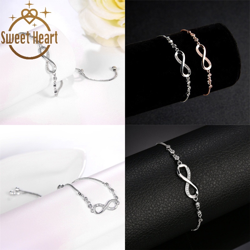 Perhiasan Gelang Tangan Wanita Desain Hati Hias Kristal Zircon Inlaid Adjustable